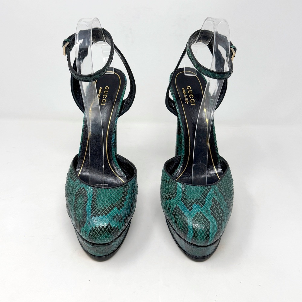 Gucci Python Platform Heels Green Statement Pumps Size‎ 38 - Picture 3 of 11